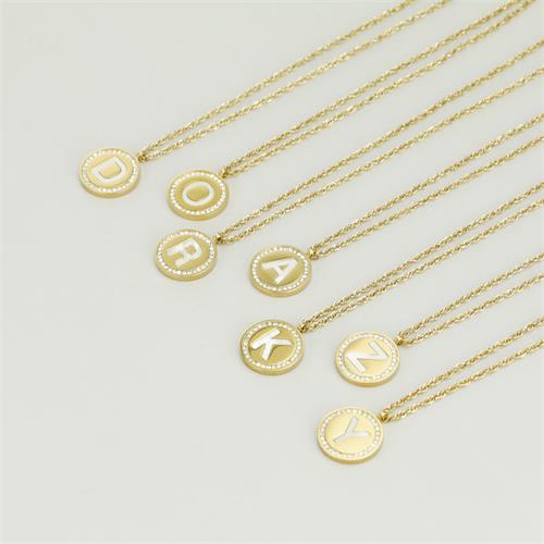 stainless steel necklace	custom necklace	pendant necklace	letter necklace	engraved necklace	custom name necklace	initial necklace	gold plated necklace