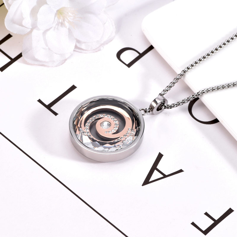 Custom Oem Surgical Steel jewelry Kaleidoscope Cyrstal Charms Stainless Steel Jewerly Men Pendant Necklace