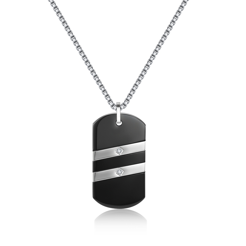 Black Rectangle Chain Hip Hop Blank 316l Stainless Steel Pendant Necklace Jewelry for Men Army