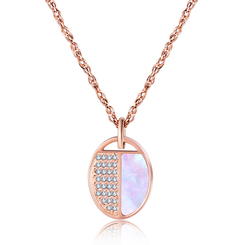 Metal Diamond Pendant Necklace with Shell for Women