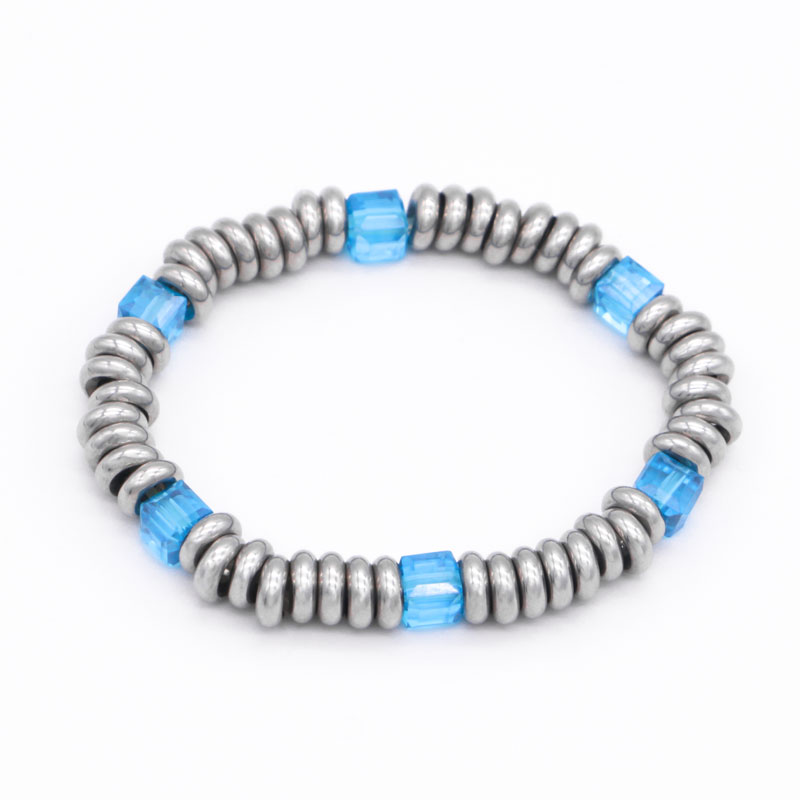Custom DIY Crystal Bead Elastic String Bracelet Stainless Steel Jewelry