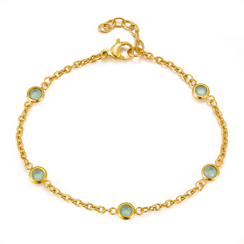 Custom 18k Gold Crystal Bracelet Stainless Steel Jewelry for Women