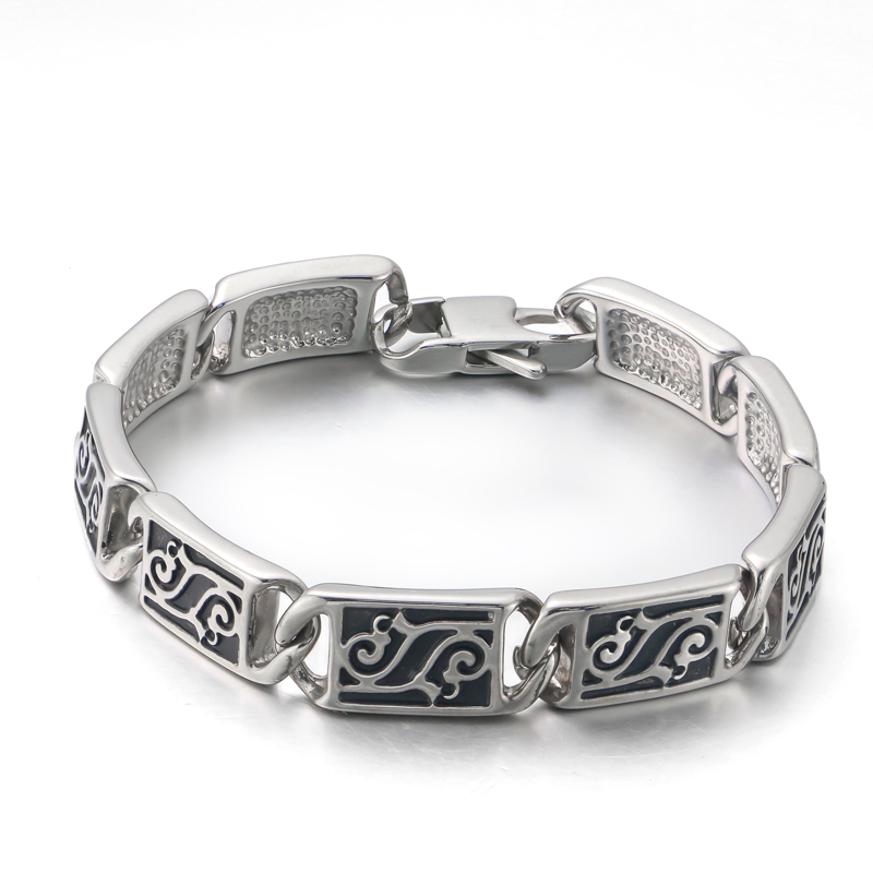 Custom Silver Curb Chain Metal Bracelet Bangle for Men