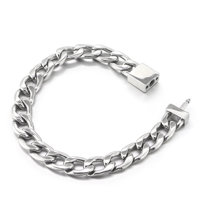 Custom Stainless Steel Silver Cuban Link Bracelet Bangle