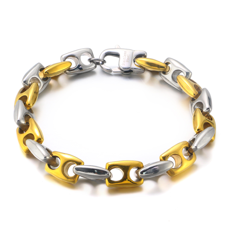 Customized Stainless Steel 18K Gold Plated Bracelet Bangle for Men