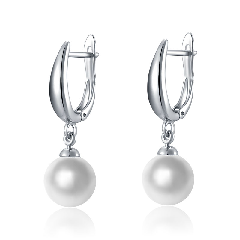 Pearl Hoop Earrings Custom Stainless Steel Huggie