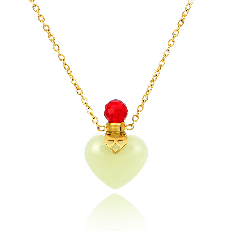 Perfume Bottle Necklace Heart Shape Crystal Healing Essential Oil Diffuser Bottle Pendant Jewelry