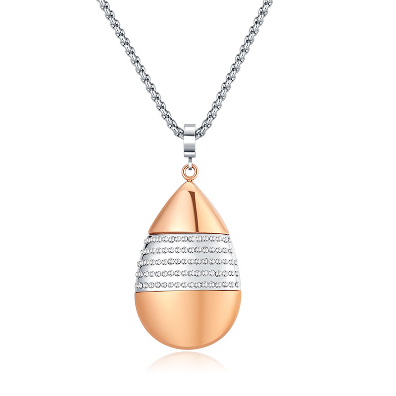 Drop Rose Gold Pendant Necklace with Czech Stone