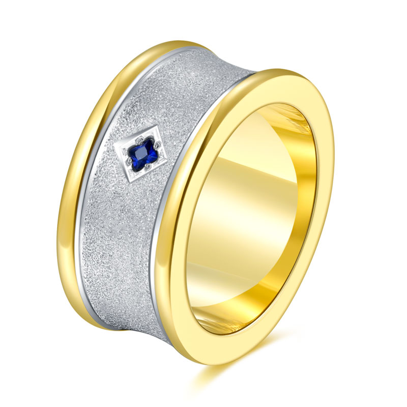 Custom 14K Gold Plated Crystal Rings Stainless Steel Jewelry for Men